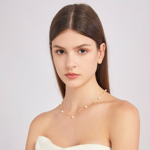 6-7mm Jessica 18k Gold Freshwater Pearl Necklace - House Of Pearls